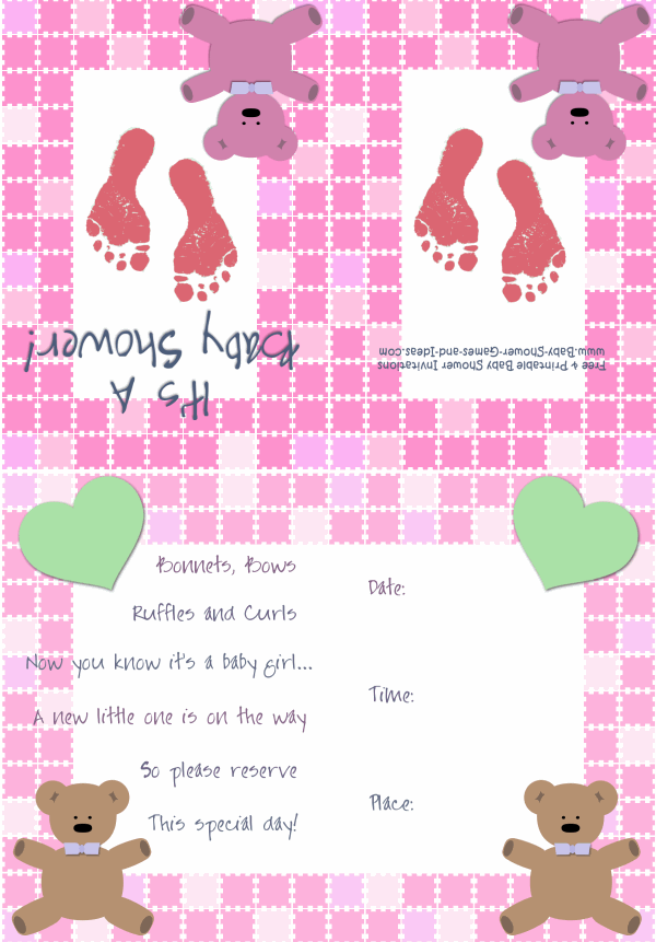 Baby Girl Shower Invitation 2B